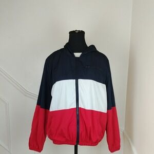 Vintage Tommy Hilfiger Style Colorblock Windbreaker Jacket Large Red White Blue